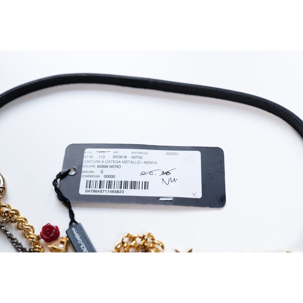 Dolce & Gabbana Vintage Gold Unique Flower Charm Leather Belt - Picture 8 of 8